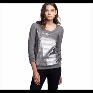 J Crew Sequin scoop neck grey sweatshirt